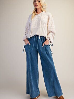 EASEL WASHED TERRY KNIT PANTS 100% COTTON